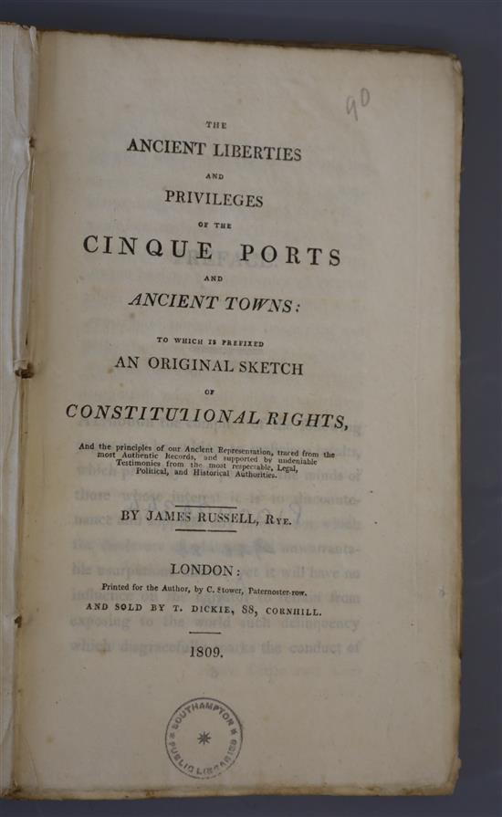 Russell, James - The Ancient Liberties and Privileges of the Cinque Ports, 8vo, paper boards,